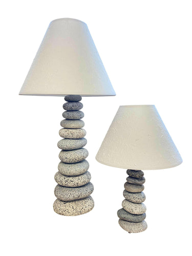 Stacked Stone Lamp, Handcrafted from Beach & River Rocks Lamps New England Trading Co